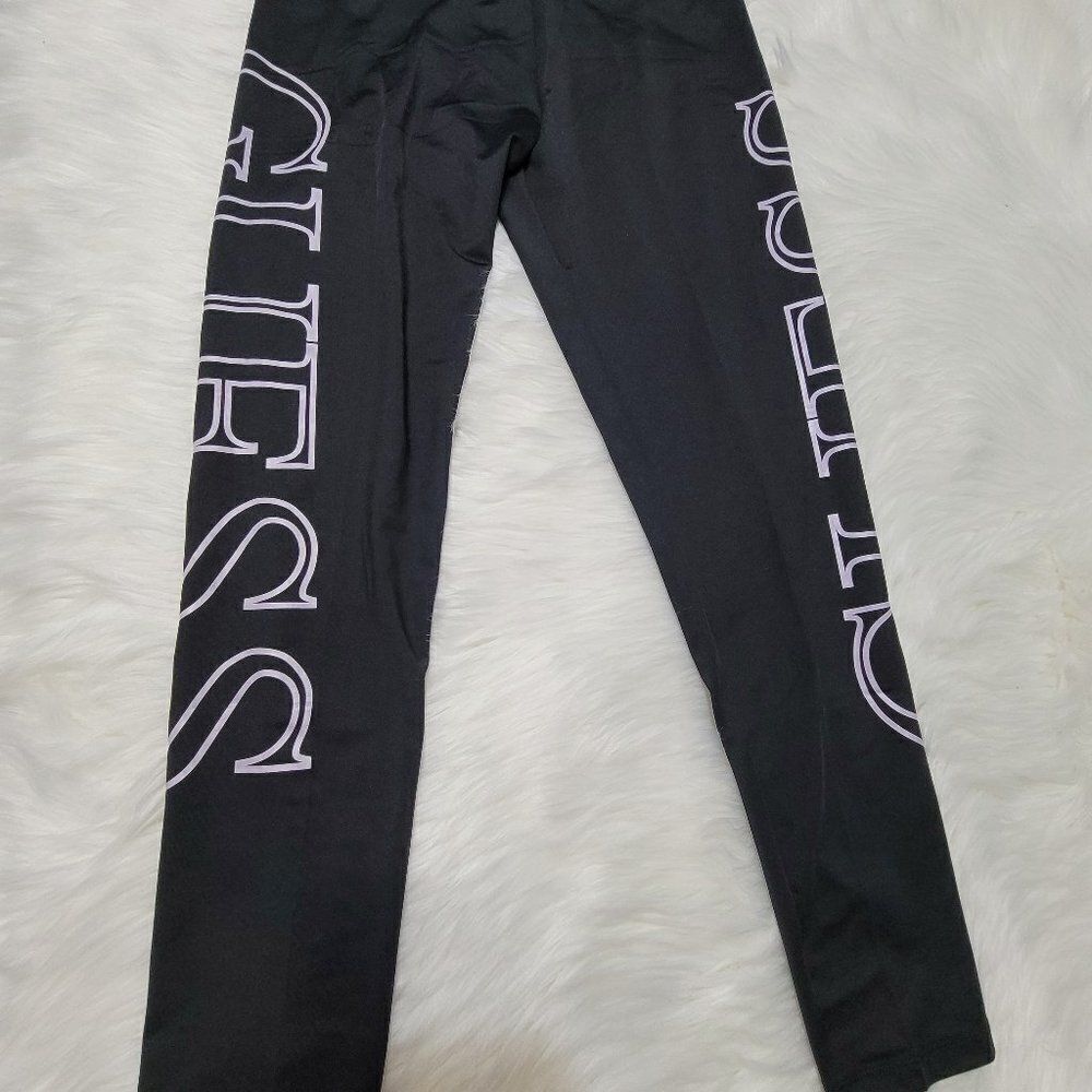 GUESS Black Manja Pink Logo Leggings Size M NWT 711